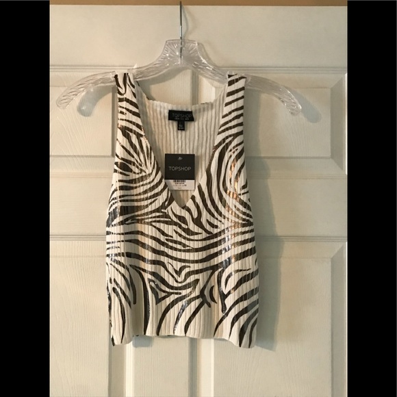 Topshop Tops - Topshop Zebra Foil Top